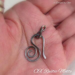 Sterling Silver Hook & Eye Clasp 16ga Hand Forged Metalwork Component, Bright or Oxidized Made to Order image 10