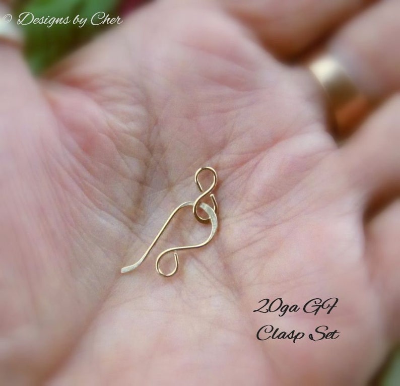 Gold Filled Hand Forged Clasps Yellow 20-16ga Rose 18ga Petite Hook & Eye Sets for Jewelry Making image 2