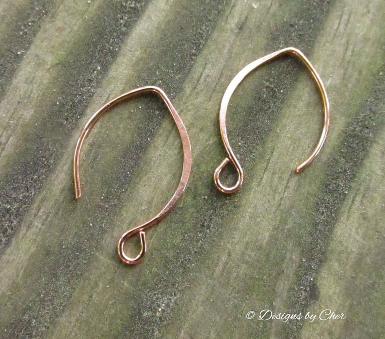 Copper Almond Earwires 2pr Set Antiqued or Bright Hand Forged Hammered 20 18ga Made To Order Ear Hooks image 7