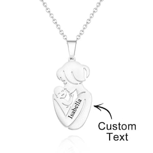 Custom Engraved Mother Baby Necklace Personalized Family Jewelry Gifts for Mother