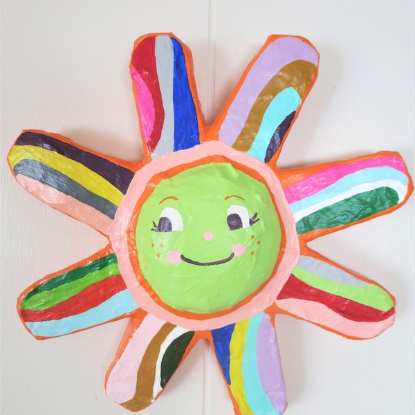 Happy Flower Papier Mache Wall Art