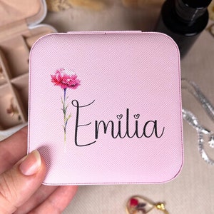 Personalisierte Schmuckkästchen mit Geburtsblume – Ein besonderes Geschenk für Brautjungfern, Freundinnen, Mädchen, Mütter