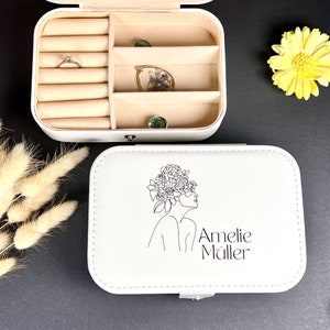 Personalisierbare  Schmuckschatulle mit abstract art, Geschenk für Brautparty, Brautjungfer, Geburtstag für Frauen , Lederschmuckkästchen