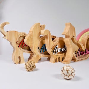 Personalisierte Holzspardose mit Tier-Motiv – Einzigartiges Geschenk für Kinder | Geburtstagsgeschenk | Babygeschenke | Geschenkideen