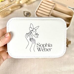 Personalisierbare  schmuckkästchen mit abstract art, Geschenk für Brautparty, Brautjungfer, Geburtstag für Frauen , Lederschmuckschatulle