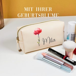 Personalisierte Kosmetiktasche mit Geburtsblume - Ideales Gastgeschenk für den Junggesellinnenabschied | hochzeitsgeschenk | jahrestag