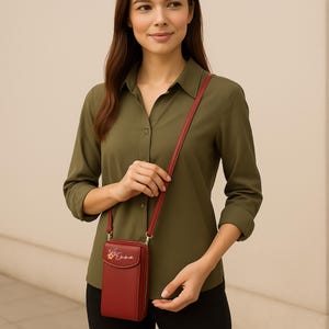 Personalisierte Crossbody-Geldbörse mit Name & Geburtsblume – Stilvolles Geschenk für Frauen, Handytasche, Umhängetasche, Damen Geldbeutel