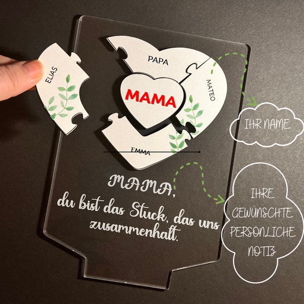 Emotionales Geschenk zum Muttertag und Geburtstag: Handgefertigtes personalisierten Herz-Puzzle   - Geschenk für mama - mama geschenk !!!