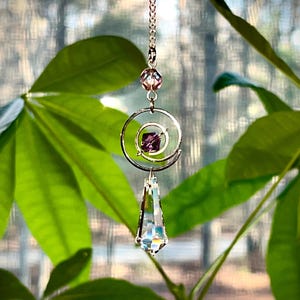 Suncatcher, Rainbow Maker, Crystal Prism, Light Catcher, Hanging Crystal Sun catcher, Lavender and Purple, Swarovski Beads