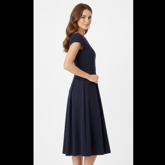 Women's Short Sleeves Midi Dress PDF Pattern | Elegant Boat Neck Fit and  Flare Navy Blue Gown XS4XL | Easy Beginner Friendly PDF Pattern - Etsy
