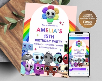 Dan-dy World Birthday Invitation | Editable & Printable Colorful Party Template - Instant Download