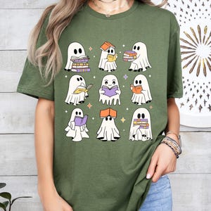 Ghosts Reading Books Shirt, Halloween Ghost Reading Book Shirt, Halloween Ghost Shirt, Teacher Gift, Cute Ghosts Halloween Shirt