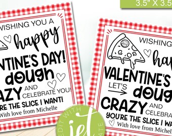 Pizza Valentine Gift Tag, Let’s Dough Crazy and Celebrate You, Pizza Theme Valentine, Classroom Party Favor Tag, Valentine, Instant Download