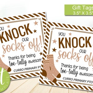 Bearbeitbar Sie schlagen meine Socken ab, Sockengeschenkanhänger, Fußkissenanhänger, Anerkennung für Lehrer, PTO-Geschenkanhänger, sofortiger Download
