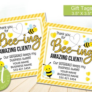 Modificabile Grazie per aver inserito i tag dell'agente immobiliare del tuo fantastico cliente, tag Pop by dell'agente immobiliare Honeybee, download immediato