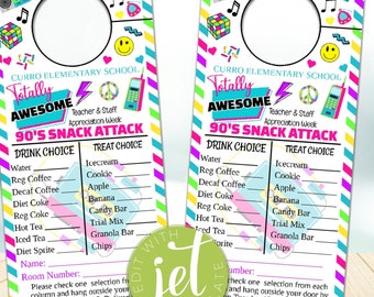 Editable Totally 80s 90s Theme Room Service Door Hanger, Teacher Staff Appreciation Week, Thank You Idea, instant download