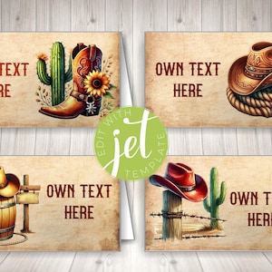 Editable Western Party Theme Printable Food Tent Labels, instant download