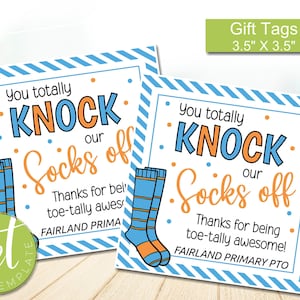 Bearbeitbar Sie schlagen meine Socken ab, Sockengeschenkanhänger, Fußkissenanhänger, Wertschätzung für Lehrer, PTO-Geschenkanhänger, sofortiger Download