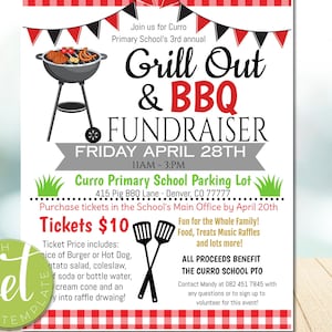 Bearbeitbarer BBQ Grill Out Fundraiser Flyer Ticketflyer, Ppto Pta, Kirche Gemeinschaft Schule Wohltätigkeit, Teamsport Benefiz, sofortiger Download