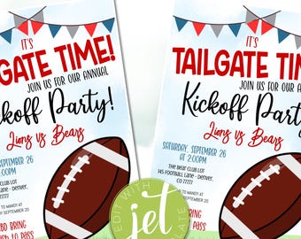 Editable Football Kick Off Party Invitation, Football Party, Tailgate Any Team Sports, Fall Invitation, Autumn Celebration, Instant download