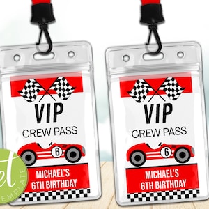 Bearbeitbarer Boxencrew-Pass, Racing-Boxencrew-Party, druckbares Boxencrew-Abzeichen, Instant Download