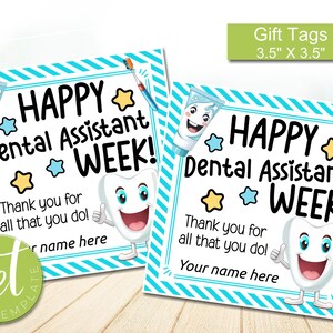 Semaine de l'assistant dentaire modifiable, étiquette-cadeau de la semaine de la reconnaissance des assistants dentaires, cadeau de remerciements pour assistants dentaires, cadeaux pour assistants dentaires