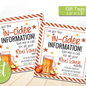 Editable In-Cider Information, Business Marketing Referral Tags, Real Estate marketing, instant download