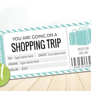 Editable Shopping Spree Voucher Template, Shopping Spree Coupon, Shopping Trip Gift Certificate, Shopping Spree, Instant download