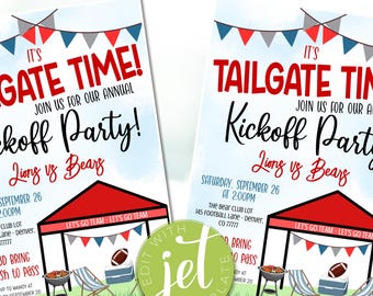 Editable Football Kick Off Party Invitation, Football Party, Tailgate Any Team Sports, Fall Invitation, Autumn Celebration, Instant download