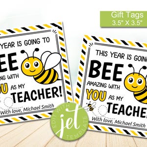 Etichetta regalo modificabile per l&#39;insegnante di ritorno a scuola, etichetta regalo per insegnanti di ritorno a scuola, etichetta regalo BEE, DOWNLOAD IMMEDIATO