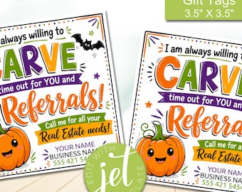 Editable Halloween Realtor Referral Gift Tags (Digital Download)
