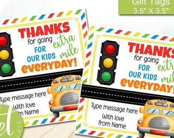Regalos editables para conductores de autobuses de fin de año, regalos para conductores de autobuses escolares, etiquetas de agradecimiento para conductores de autobuses, regalos de agradecimiento para empleados, regalos de agradecimiento