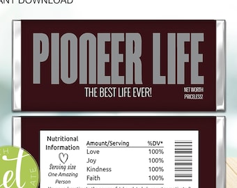 Editable Pioneer printable candy bar wrappers, Pioneer school appreciation gift, Instant download