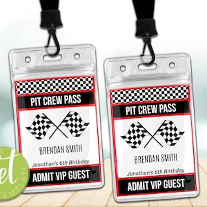 Bearbeitbarer Boxencrew-Pass, Racing-Boxencrew-Party, druckbares Boxencrew-Abzeichen, Instant Download