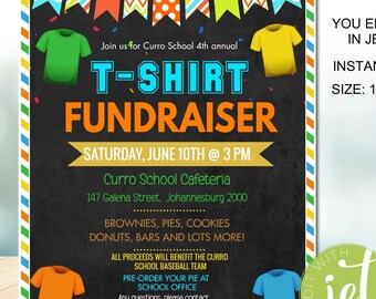 Bearbeitbarer T-Shirt-Spendenaktions-Flyer, Kleidungs-T-Shirt-Verkauf, druckbarer Verkaufsflyer, Kirche-gemeinnützige Schule PTO PTA Spirit Wear-Veranstaltung