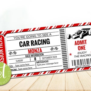 Chèque-cadeau modifiable pour la course automobile, chèque-cadeau pour la course, carte d'embarquement pour la course, voyage pour la course, téléchargement immédiat