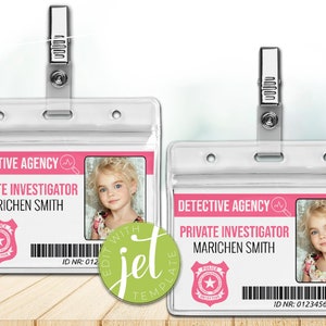 Editable Detective ID Badge Template, Private Investigator ID Card Template, Detective Costume, DIY Name Tag, Instant Download