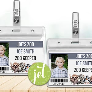 Bearbeitbares Zoowärter Kostüm ID Abzeichen Vorlage, Zoo Pretend Play, Zoowärter ID Abzeichen, Zoowärter Namensschild, Sofort Download