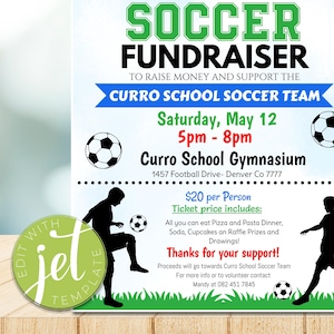 EDITABLE Soccer Fundraiser Flyer Benefit Fundraiser Event, Team Sports Charity, Instant Download