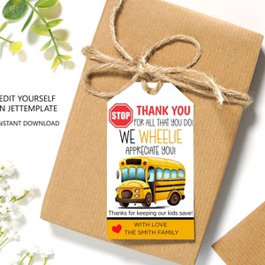 EDITIERBARER Busfahrer Wertschätzung Geschenkanhänger, Danke, wir Wheelie schätzen Sie, Schule Pto Pta, Schulende Danke,
