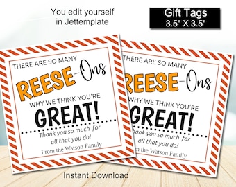 Etiquetas de regalo editables &quot;Creemos que eres genial&quot;, agradecimiento a los maestros, al personal y a las enfermeras. Descarga instantánea.