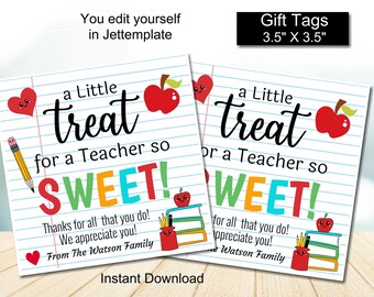 Bewerkbare Teacher Appreciation TAG, tag voor snoepjes, bedanktag voor leraar, tag voor leraar, bedankt leraar, cadeau voor leraar Tag RX8165