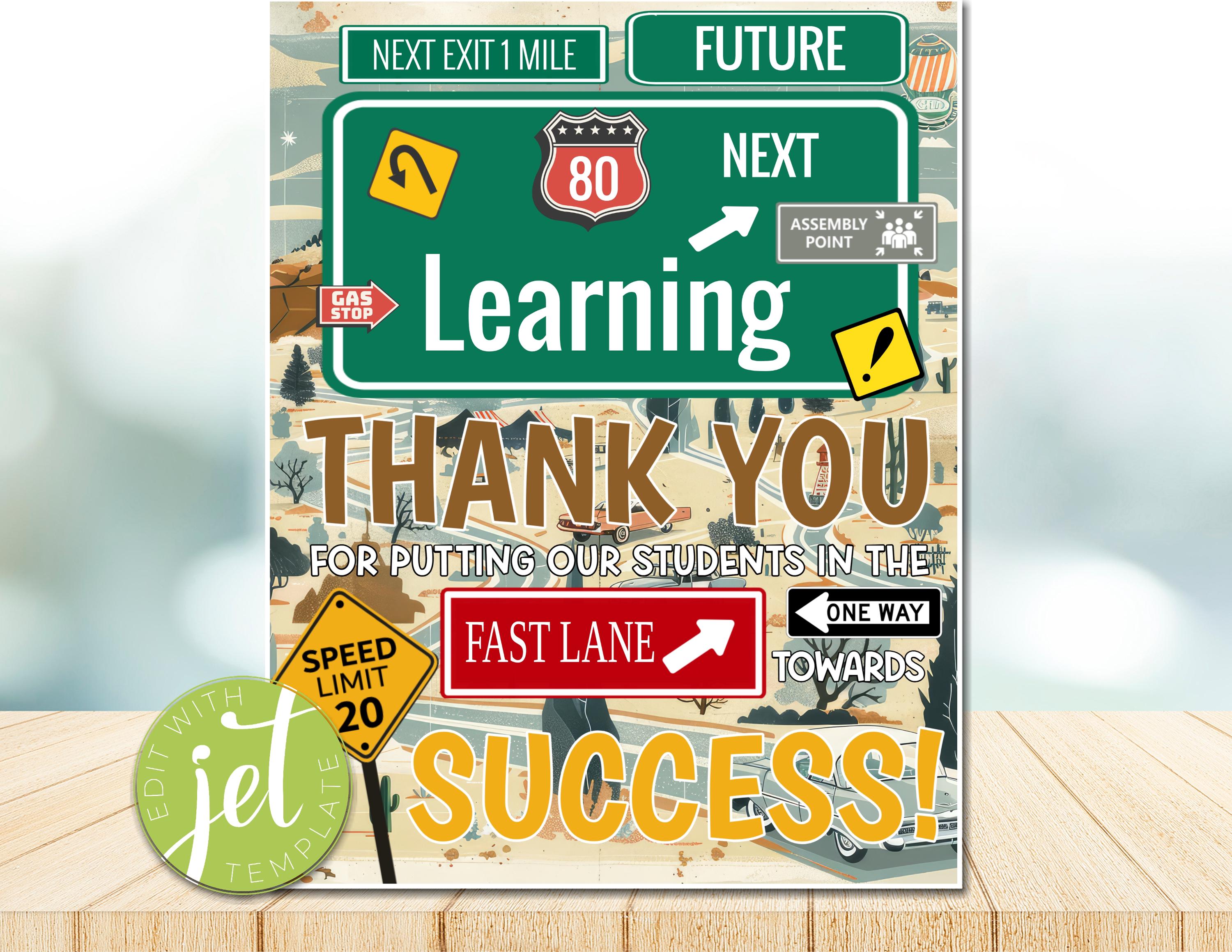 EDITABLE Set of 4 Road Trip Theme Teacher Appreciation Week Decor Signs ...