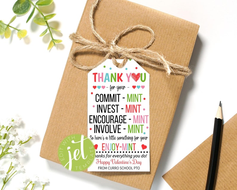 EDITABLE Valentines Mint Tags, Thank You Labels, Valentine Appreciation ...