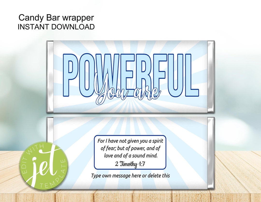 Editable You Are Powerful Christian Candy Bar Wrapper, Christian Candy ...
