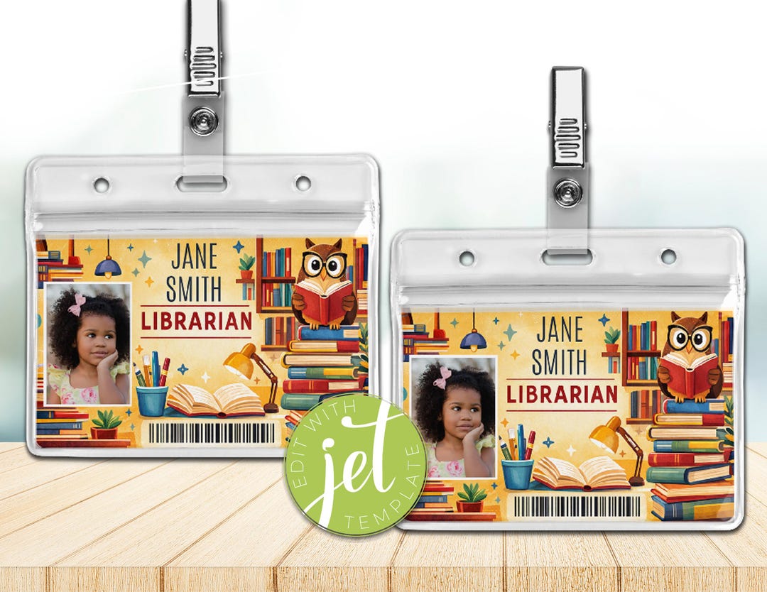 Kids Librarian ID Card Printable, Pretend Play Library Badge, Instant ...