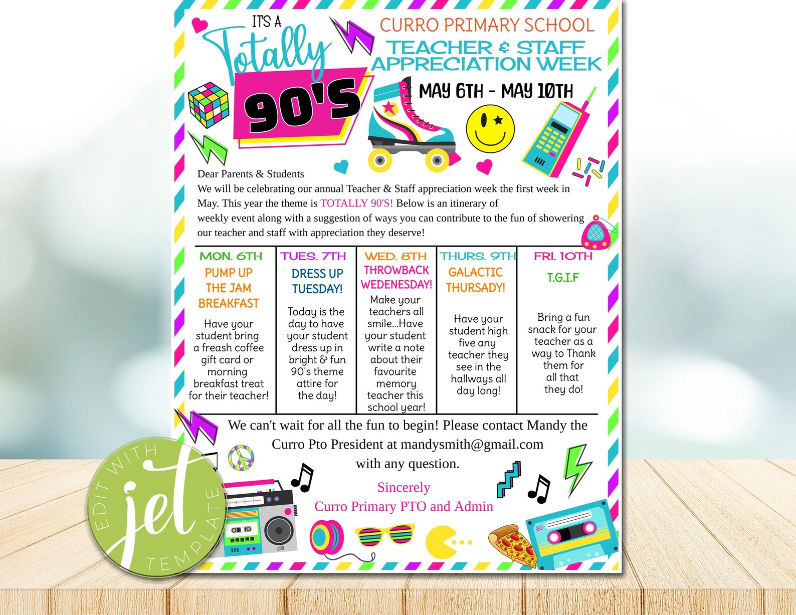 80s 90s Teacher Appreciation Bundle, Retro Staff Appreciation Week Deco ...