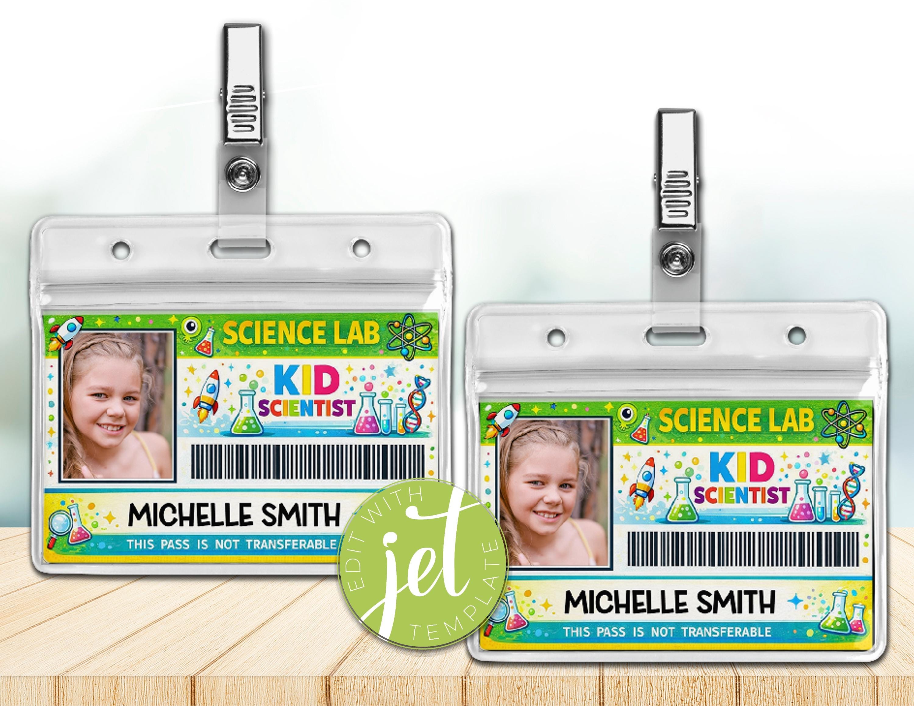 Kid Scientist ID Badge Template, Science Party Costume Prop, Digital ...