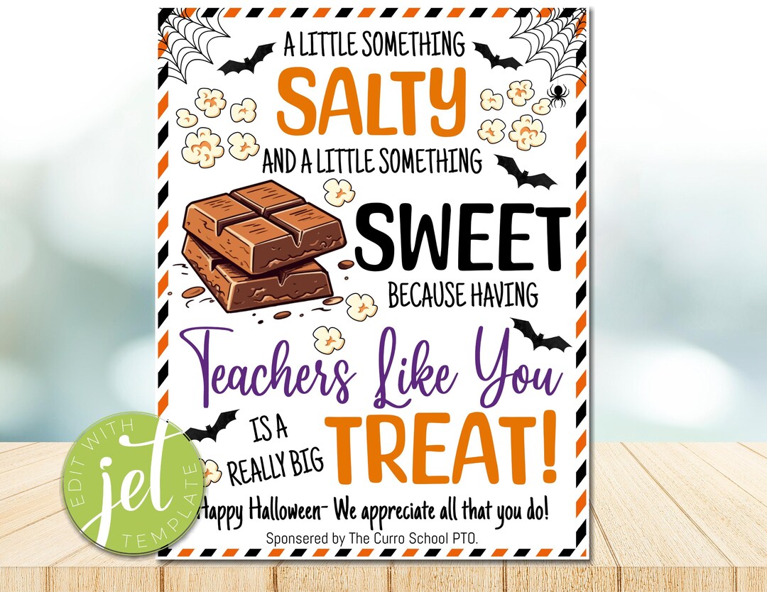 Halloween Teacher Appreciation Sign, Chocolate Popcorn Thank You ...