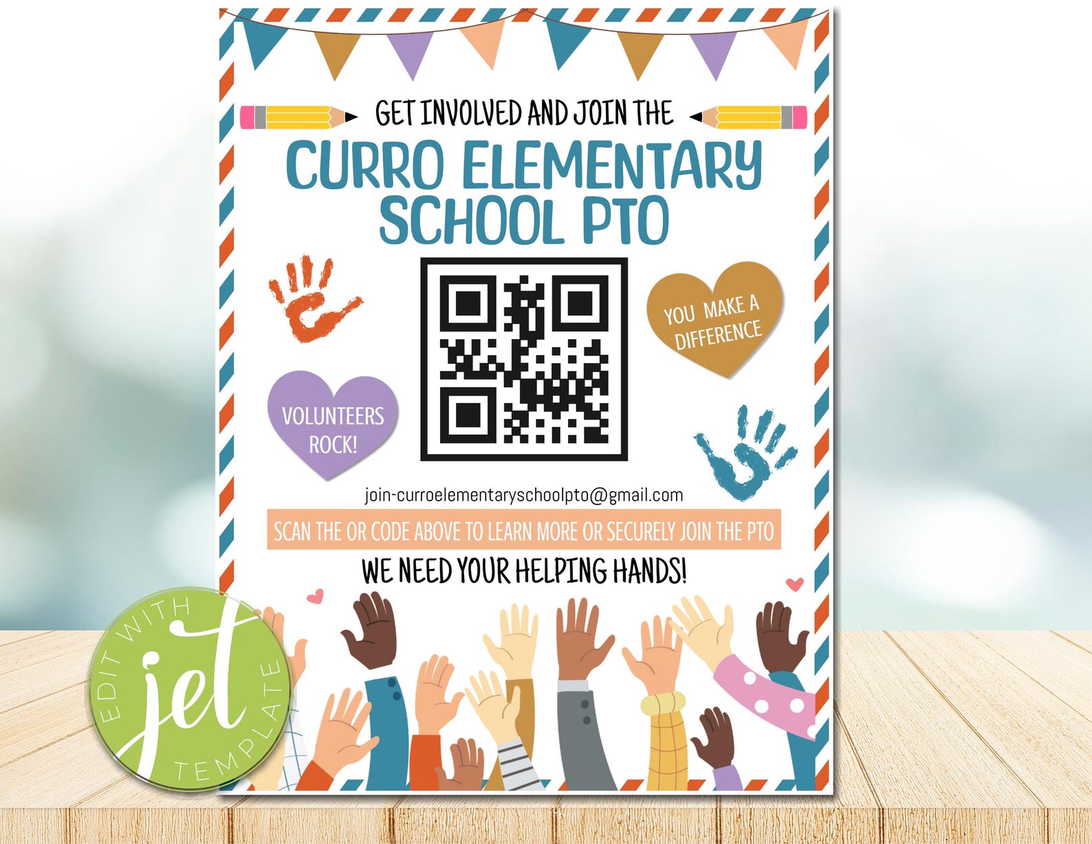 Editable School Pto Pta Recruitment Flyer With QR Code, Handout School ...
